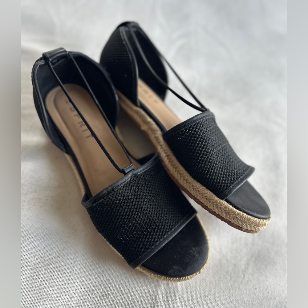 ESPRIT Ada Espadrille Sandals Black Textured Knit Peep Toe |  Women’s Size 8